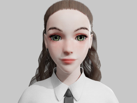 Pretty Cartoon woman V32132 Modello 3D