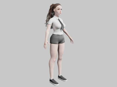 Pretty Cartoon woman V32132 Modello 3D