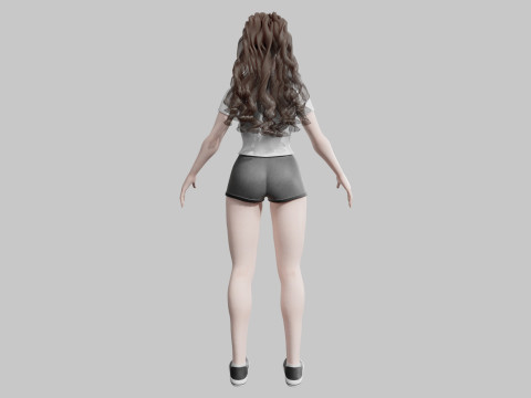 Pretty Cartoon woman V32132 Modello 3D