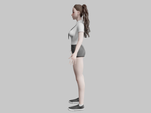 Pretty Cartoon woman V32132 Modello 3D