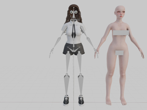 Pretty Cartoon woman V32132 Modello 3D