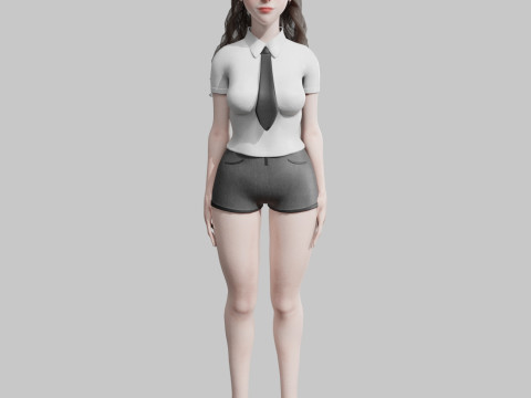 Pretty Cartoon woman V32132 Modello 3D