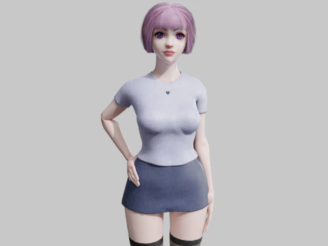 예쁜 십대 여성 V23641 3D 모델