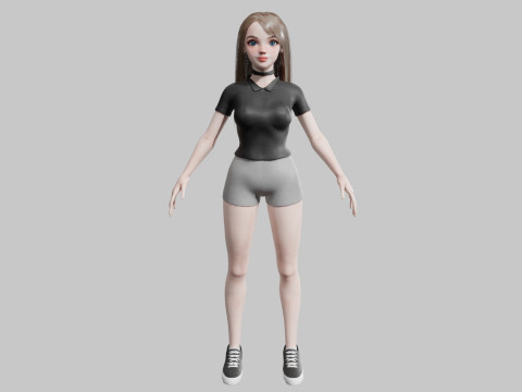 Basic cute Woman V36032 Model 3D