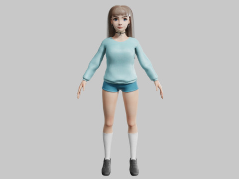 Cartoon cute Woman V32033 3D Model