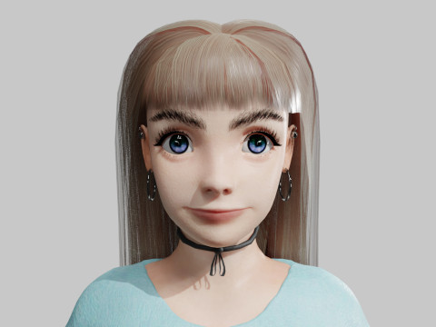 Cartoon cute Woman V32033 3D Model
