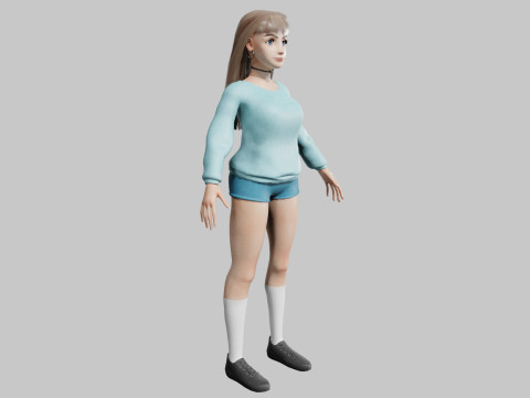 Cartoon cute Woman V32033 3D Model