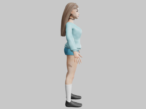 Cartoon cute Woman V32033 3D Model