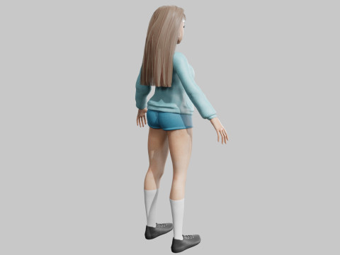 Cartoon cute Woman V32033 3D Model