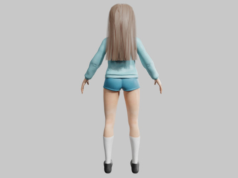 Cartoon cute Woman V32033 3D Model