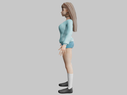 Cartoon cute Woman V32033 3D Model
