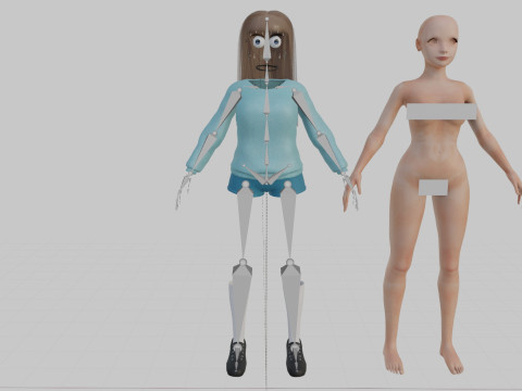 Cartoon cute Woman V32033 3D Model