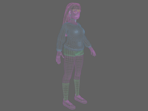 Cartoon cute Woman V32033 3D Model