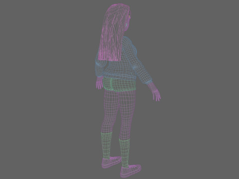 Cartoon cute Woman V32033 3D Model