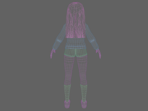 Cartoon cute Woman V32033 3D Model