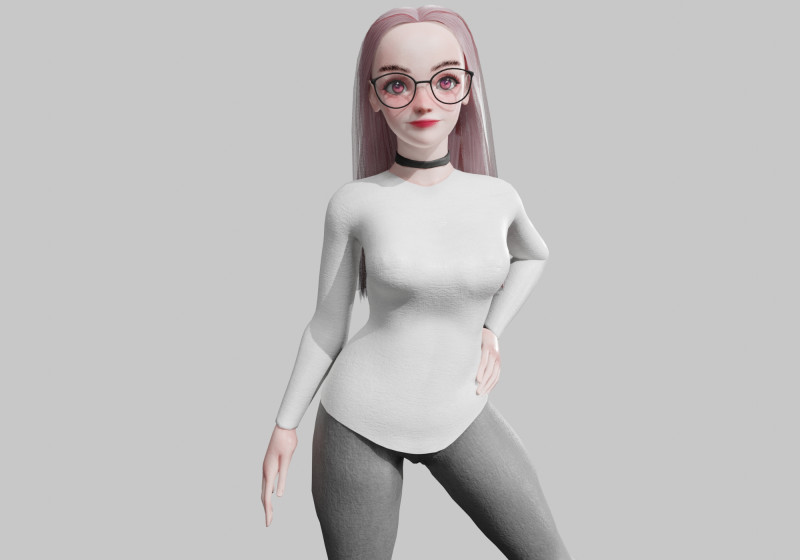 Cartoon Pretty Woman V31405 Modello 3D .c4d .max .obj .3ds .fbx .stl .blend
