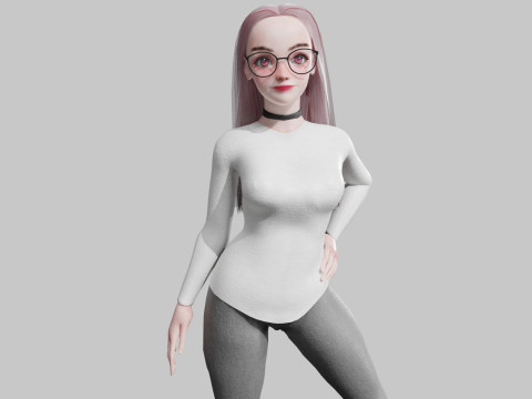 Cartoon Pretty Woman V31405 3D-Modell