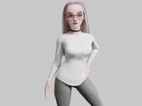 만화 예쁜 여자 V31405 3D 모델