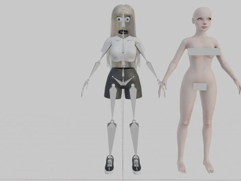 클래식 귀여운 여자 V33251 3D 모델