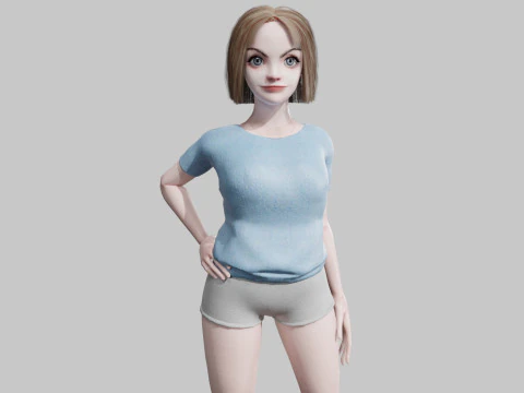 쿨하고 귀여운 여자 V27686 3D 모델