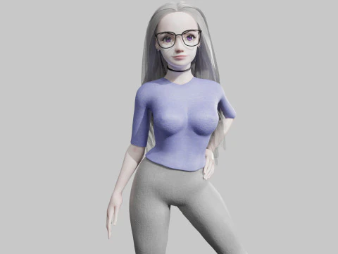 귀여운 만화 여자 V32624 3D 모델