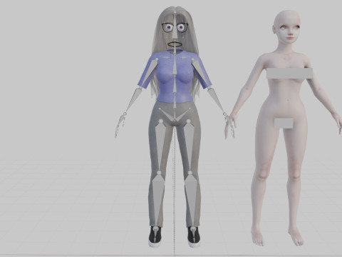 Cute Cartoon woman V32624 3D Model