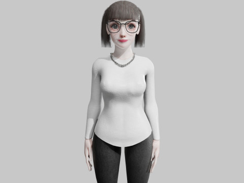 Cute cool woman V24841 3D 模型