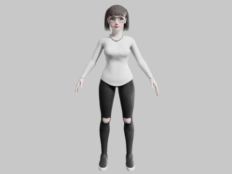 Cute cool woman V24841 3D Model