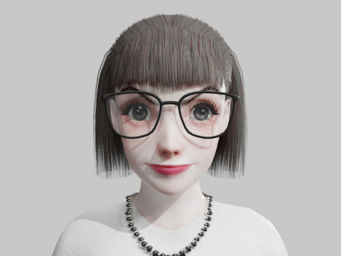 Cute cool woman V24841 3D Model