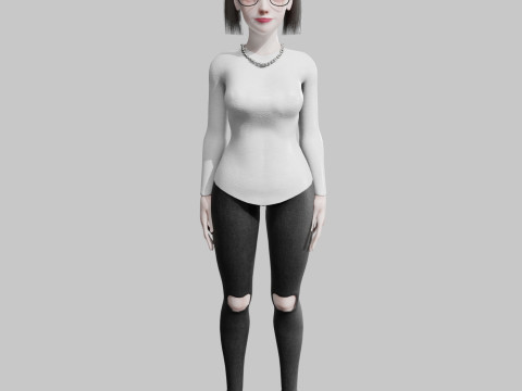 Cute cool woman V24841 3D Model