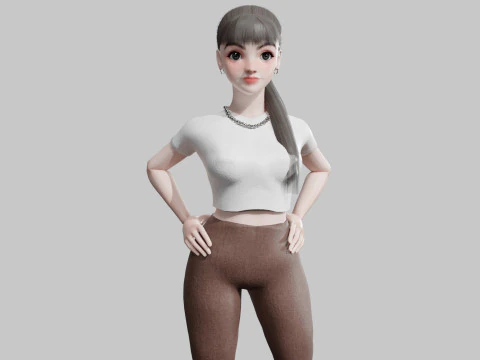 Милая красивая женщина V21873 3D Модель