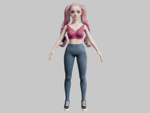 Cute teen woman V34805 3D 模型