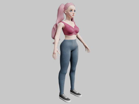 Cute teen woman V34805 3D 模型