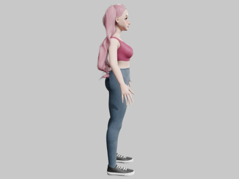 Cute teen woman V34805 3D 模型