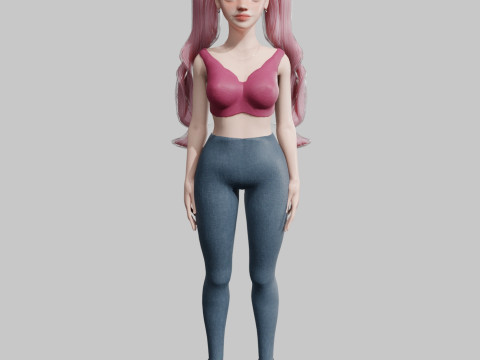 Cute teen woman V34805 3D 模型