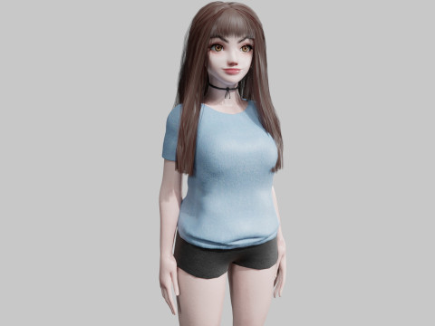 Cute Young Woman V37980 3D Model
