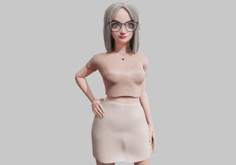 Pretty Basic Woman V32664 3D Модель .c4d .max .obj .3ds .fbx .stl .blend