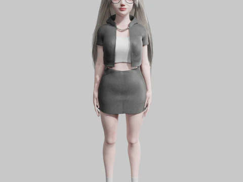 Pretty cool woman V31980 3D Model
