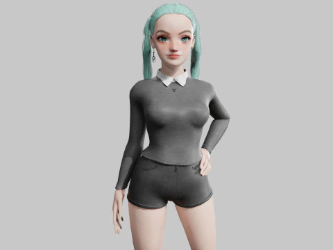 꽤 귀여운 여자 V27025 3D 모델