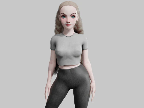 예쁜 양식화된 여성 V32182 3D 모델