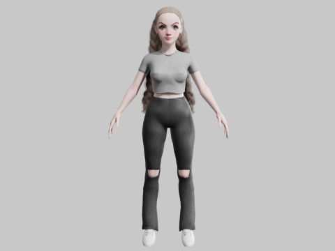 Pretty stylized woman V32182 Modello 3D
