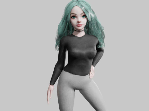 Хорошенькая юная женщина V34281 3D Модель