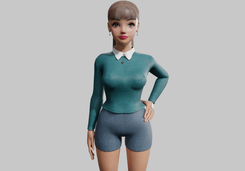 Standard cute Woman V22444 3D Model .c4d .max .obj .3ds .fbx .stl .blend 