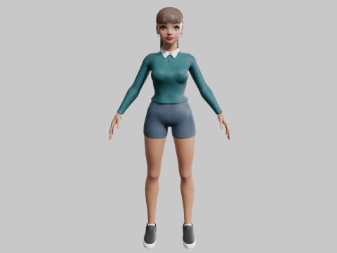 Standard cute Woman V22444 3D Model
