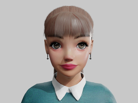 Standard cute Woman V22444 3D Model