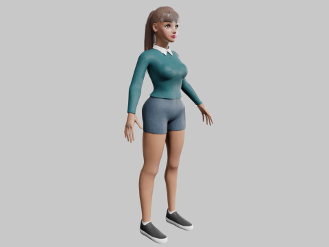 Standard cute Woman V22444 3D Model