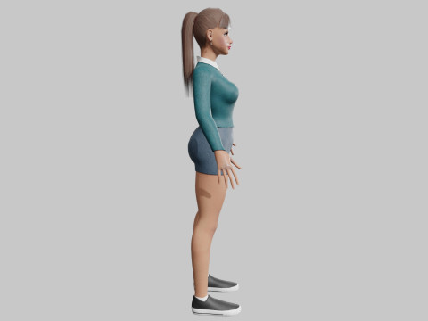 Standard cute Woman V22444 3D Model