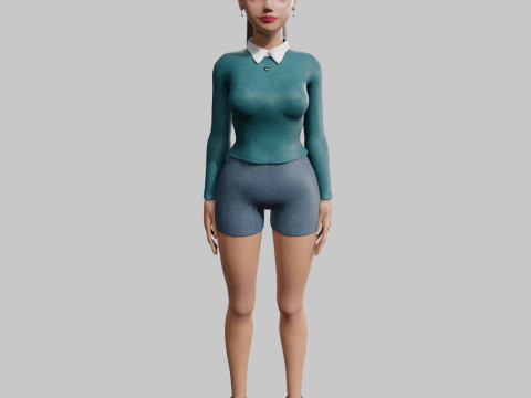 Standard cute Woman V22444 3D Model