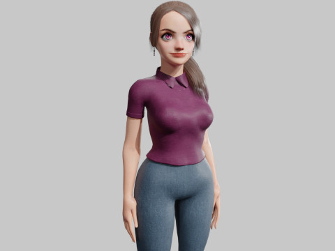 Stylized cute Woman V27454 3D Model