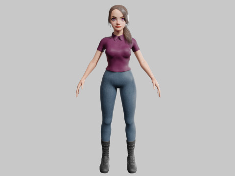 Stylized cute Woman V27454 Model 3D